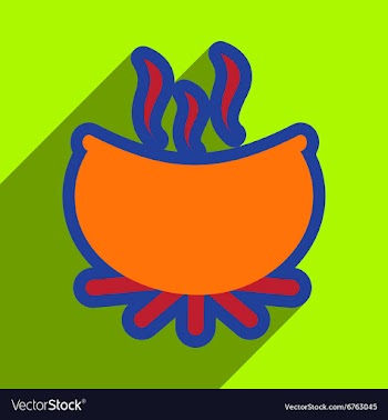 Flat with shadow icon cauldron on a bright vector image