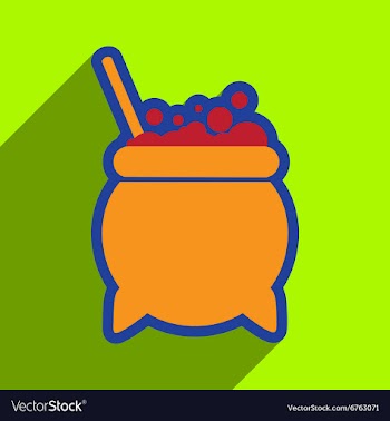 Flat with shadow icon cauldron on a bright vector image