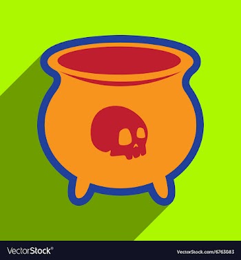 Flat with shadow icon cauldron on a bright vector image
