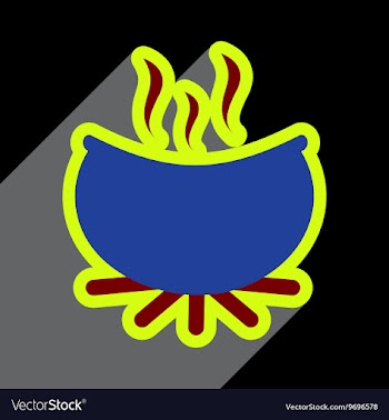 Flat with shadow icon cauldron on a bright vector image