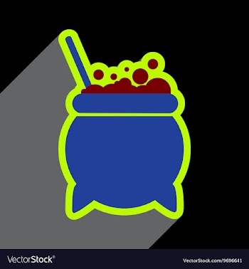 Flat with shadow icon cauldron on a bright vector image