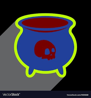 Flat with shadow icon cauldron on a bright vector image