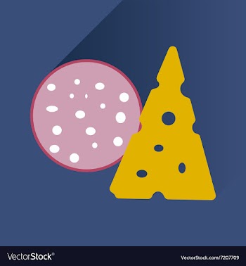 Flat with shadow Icon cheese and sausage vector image