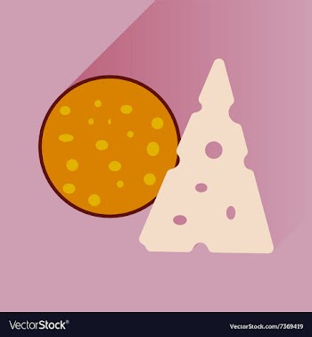 Flat with shadow Icon cheese and sausage vector image
