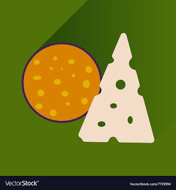 Flat with shadow Icon cheese and sausage vector image