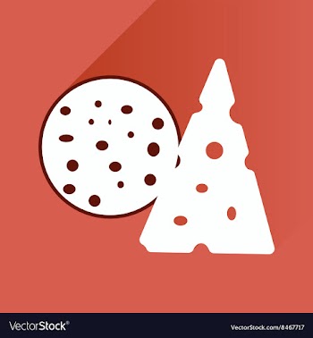 Flat with shadow Icon cheese and sausage vector image