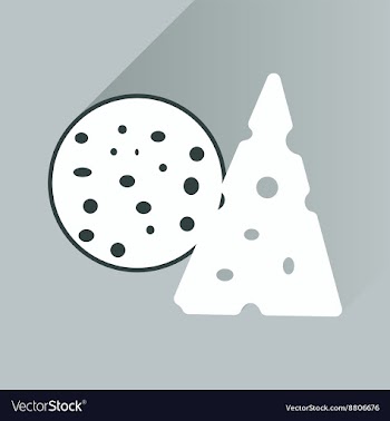 Flat with shadow Icon cheese and sausage vector image