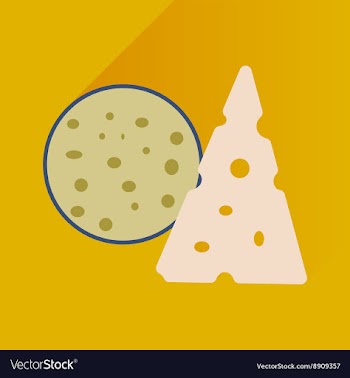 Flat with shadow Icon cheese and sausage vector image