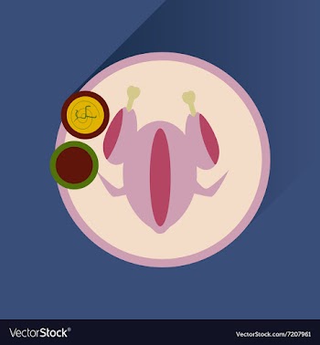Flat with shadow Icon chicken on a plate sauce vector image