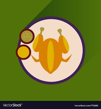 Flat with shadow Icon chicken on a plate sauce vector image