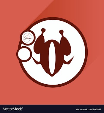 Flat with shadow Icon chicken on a plate sauce vector image