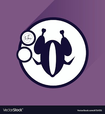 Flat with shadow Icon chicken on a plate sauce vector image