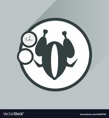 Flat with shadow Icon chicken on a plate sauce vector image