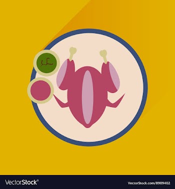 Flat with shadow Icon chicken on a plate sauce vector image