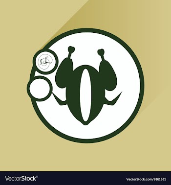Flat with shadow Icon chicken on a plate sauce vector image