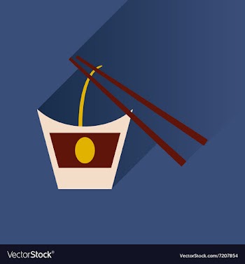 Flat with shadow Icon Chinese noodles sticks vector image