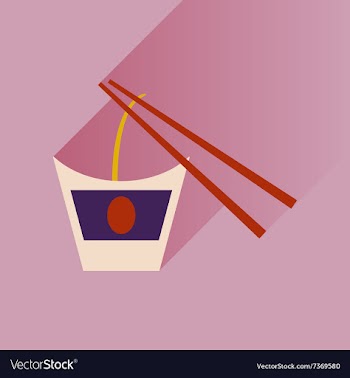 Flat with shadow Icon Chinese noodles sticks vector image