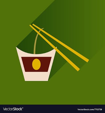 Flat with shadow Icon Chinese noodles sticks vector image