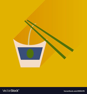 Flat with shadow Icon Chinese noodles sticks vector image