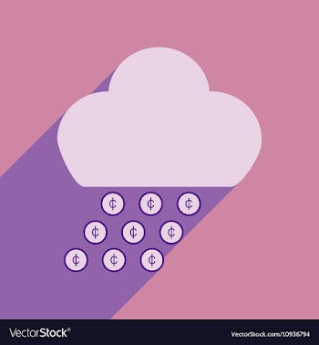 Flat with shadow icon cloud and rain of coins vector image