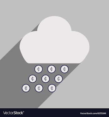 Flat with shadow icon cloud and rain of coins vector image