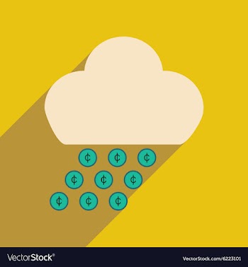 Flat with shadow icon cloud and rain of coins vector image