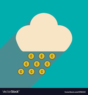 Flat with shadow icon cloud and rain of coins vector image