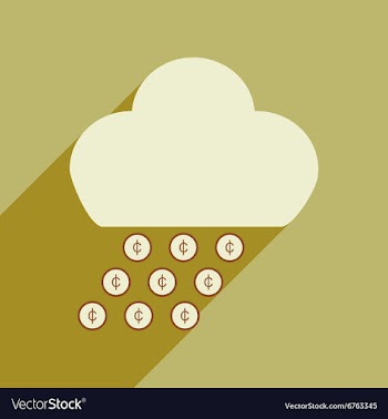 Flat with shadow icon cloud and rain of coins vector image