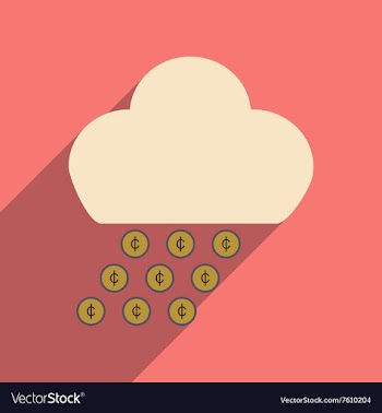 Flat with shadow icon cloud and rain of coins vector image