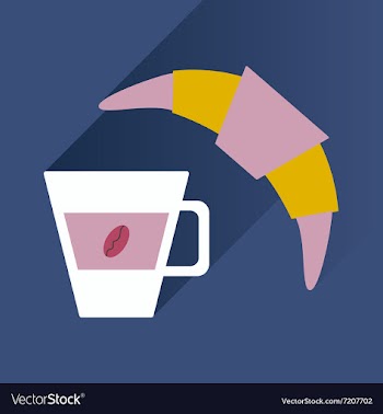 Flat with shadow Icon coffee and croissant vector image