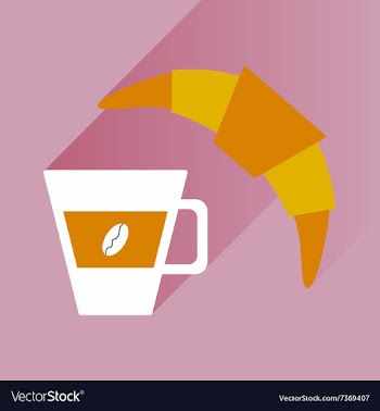 Flat with shadow Icon coffee and croissant vector image