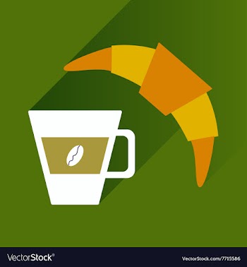 Flat with shadow Icon coffee and croissant vector image