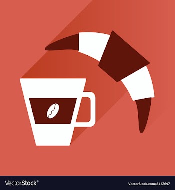Flat with shadow Icon coffee and croissant vector image
