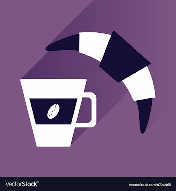 Flat with shadow Icon coffee and croissant vector image