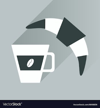 Flat with shadow Icon coffee and croissant vector image