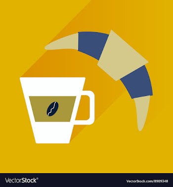 Flat with shadow Icon coffee and croissant vector image