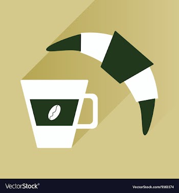 Flat with shadow Icon coffee and croissant vector image