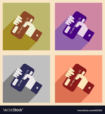 Flat with shadow icon concept bank card in hand vector image