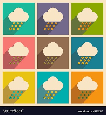 Flat with shadow icon concept cloud and rain of vector image
