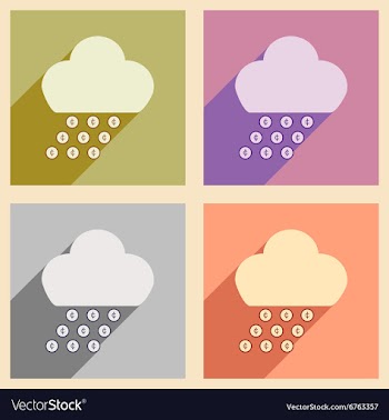 Flat with shadow icon concept cloud and rain of vector image