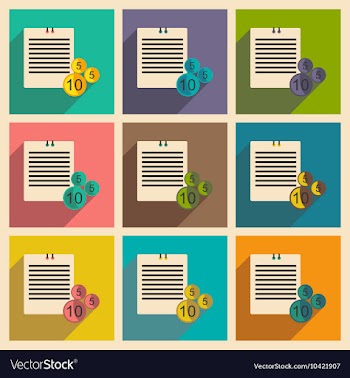Flat with shadow icon concept contract and coins vector image