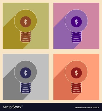 Flat with shadow icon concept Dollar bulb vector image
