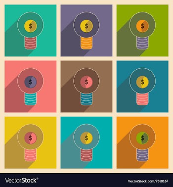 Flat with shadow icon concept Dollar bulb vector image