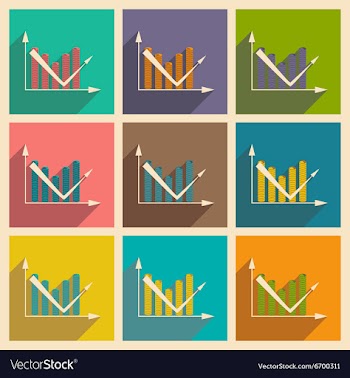 Flat with shadow icon concept Economic graph and vector image