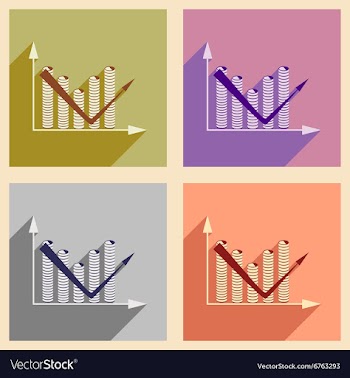 Flat with shadow icon concept Economic graph and vector image