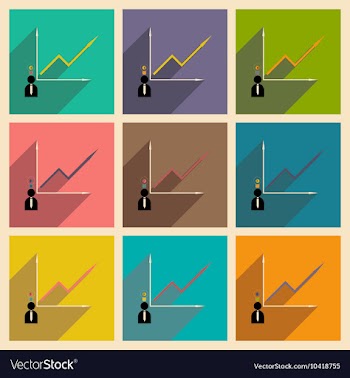 Flat with shadow icon concept growing graph and vector image