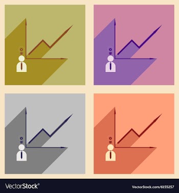 Flat with shadow icon concept growing graph and vector image