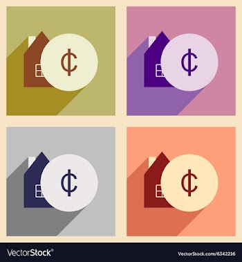 Flat with shadow icon concept house and coins vector image