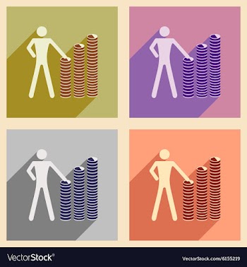 Flat with shadow icon concept man and stack of vector image