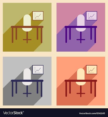 Flat with shadow icon concept office desk chair vector image